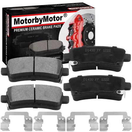 Motorbymotor MotorbyMotor Rear Ceramic Brake Pads w/Hardware Kit D1430(4Pack) BPD1430